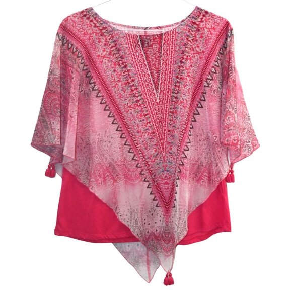 new directions Tops - New Directions Womens Short Sleeve Gauzy Blouse Size XL